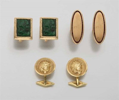 Lot 2490 - Three Pairs of Gold Cufflinks