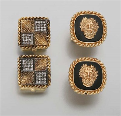 Lot 2491 - Two Pairs of Gold Cufflinks