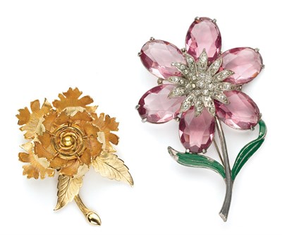 Lot 32 - Two Floral Brooches, One Mechanical
