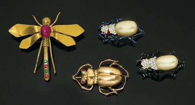 Lot 93 - Three Beetle Pins, Two by Trifari