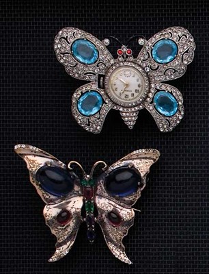Lot 36 - Art Deco Butterfly Watch Brooch