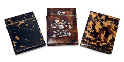 Lot 355 - Group of Three English Tortoise Shell Card...