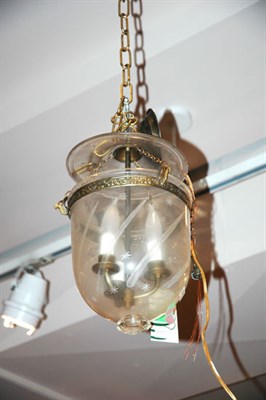 Lot 3393 - Etched Glass Three-Light Hall Lantern