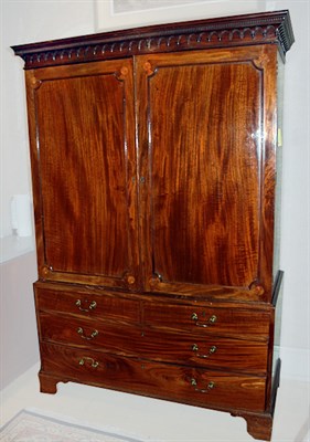 Lot 3486 - George III Style Mahogany Linen Press Height 6...