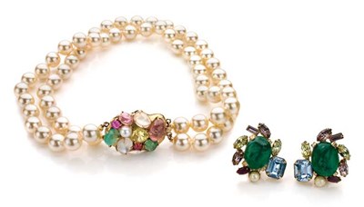 Lot 103 - Synthetic Pearl Double Strand Necklace with 14Kt. Gold Clasp