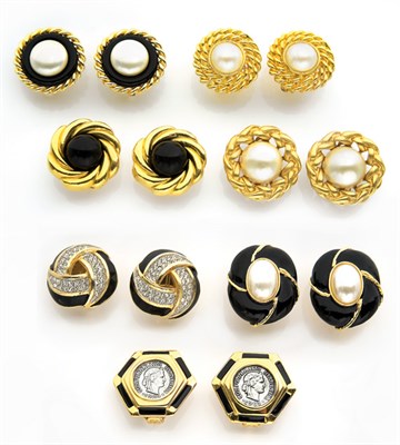 Lot 145 - Seven Pairs of Kenneth Jay Lane Button Earrings