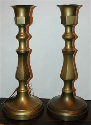 Lot 1284 - Pair of Georgian Style Brass Candlesticks...