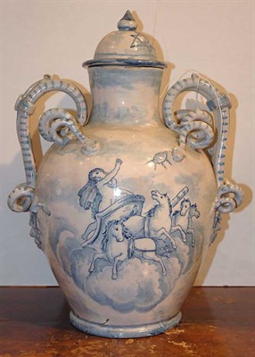 Lot 1400 - Italian Pottery Covered Vase Height 15 inches.