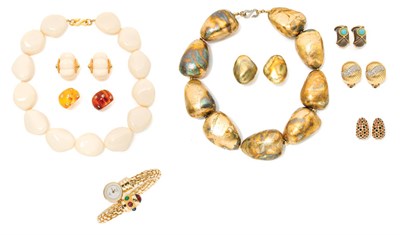 Lot 130 - Kenneth Jay Lane Watch Bangle and Other Jewelry