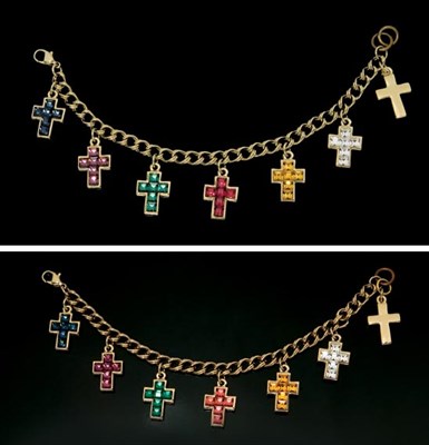 Lot 6 - Pair of Replica "Duchess of Windsor" Cross Charm Bracelets