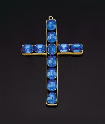 Lot 9 - Blue Paste-set Cross Pendant