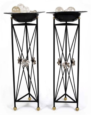 Lot 4164 - Pair of Empire Style Metal Tripod Pedestal...