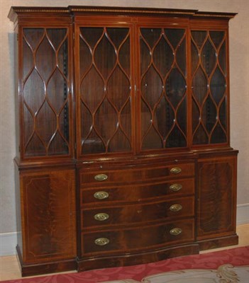 Lot 230 - George III Style Inlaid Mahogany Breakfront...