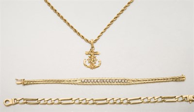 Lot 2014 - Gold and Diamond Bracelet and Assorted Gold and Metal Jewelry