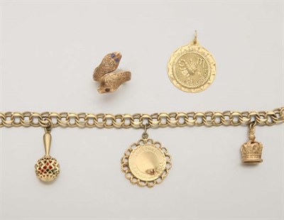 Lot 2058 - Charm Bracelet and Ring