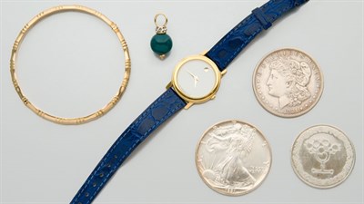 Lot 2071 - Two U.S. Silver Dollars and Group of Assorted Costume Jewelry and One Medal