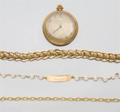Lot 2050 - Group of Assorted Gold and Metal Jewelry and One Gold-Filled Pocket Watch