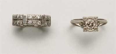 Lot 2112 - Diamond Ring and Diamond Band Ring