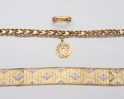 Lot 2033 - Group of Gold and Metal Rings and Bracelets