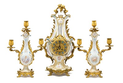 Lot 4430 - Sevres Style Gilt-Bronze Mounted Porcelain...