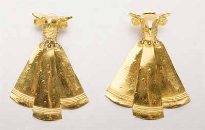 Lot 2618 - Pair of Gold Pendant Earclips