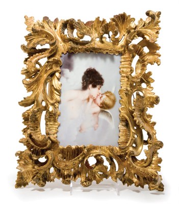 Lot 4590 - Framed German Painted Porcelain Plaque Late...