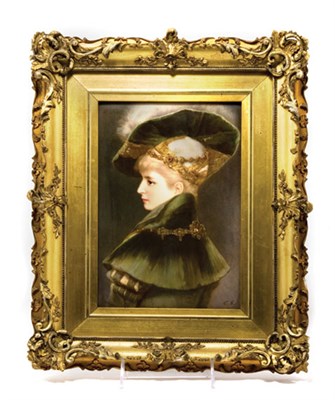 Lot 4591 - Framed German Painted Porcelain Plaque Late...