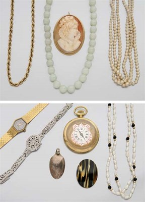 Lot 2088 - Shell Cameo Ring and Brooch and Group of Assorted Gold and Metal Jewelry