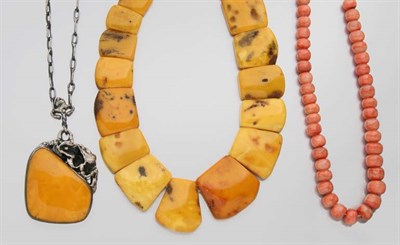 Lot 2074 - Assorted Group of Amber Jewelry, Silver and Metal Jewelry and U.S. Silver and Clad Dollars