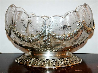 Lot 4311 - Continental Silver and Cut Glass Center Bowl...