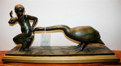 Lot 4396 - Bronze Group of Pan and a Goose After a model...