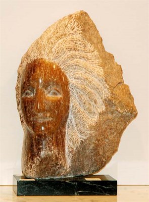 Lot 471 - Carved Marble Sculpture of a Head Signed...