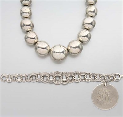 Lot 2305 - Sterling Silver Necklace and Charm Bracelet