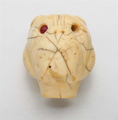 Lot 2886 - Carved Ivory Dog Handle