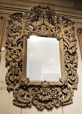 Lot 4140 - Rococo Style Painted Wood Mirror The...