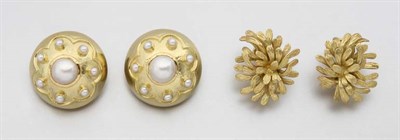 Lot 2299 - Two Pairs of Gold Earclips