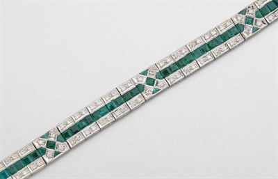Lot 2296 - Emerald and Diamond Bracelet