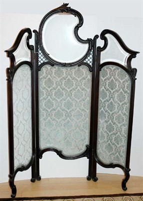 Lot 4478 - Rococo Style Mahogany Three-Panel Screen Inset...
