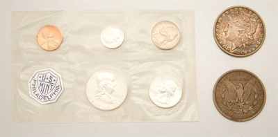 Lot 2103 - Three U.S. Mint Sets and Two U.S. Silver Dollars