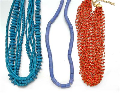 Lot 2137 - Assorted Group of Bead Necklaces and Costume Jewelry