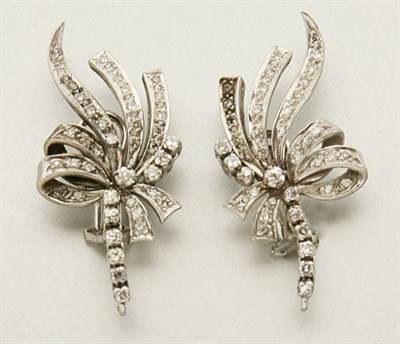 Lot 2275 - Pair of Platinum and Diamond Earrings