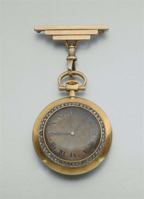 Lot 2277 - Gold, Metal, Diamond and Opal Lapel Watch
