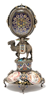 Lot 4467 - Continental Enameled Metal Clock Meyer a Paris...