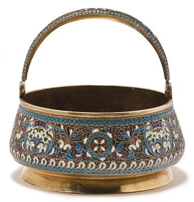 Lot 4325 - Russian Cloisonne Enamel Gilt Silver Basket Of...