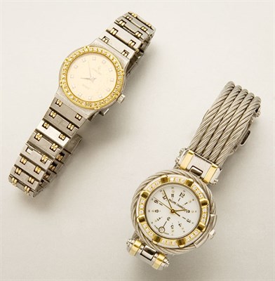 Lot 2838 - Two Stainless Steel and Diamond Wristwatches