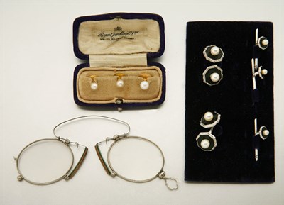 Lot 2835 - Assorted Group of Cufflinks and Shirt Studs and Three Pairs of Glasses