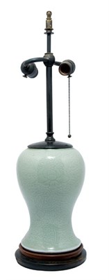 Lot 209 - Chinese Celadon Vase Mounted as a two-light...