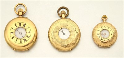 Lot 2823 - Four Lady's Gold Demi-Hunter Watches
