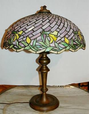 Lot 598 - Tiffany Style Leaded Glass Lamp Height 27 inches.