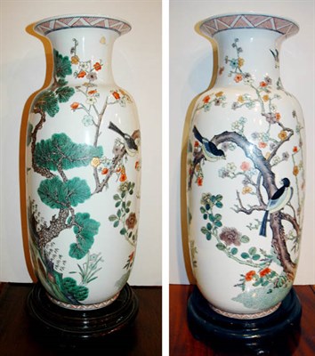 Lot 445 - Pair of Chinese Famille Verte Porcelain Vases...